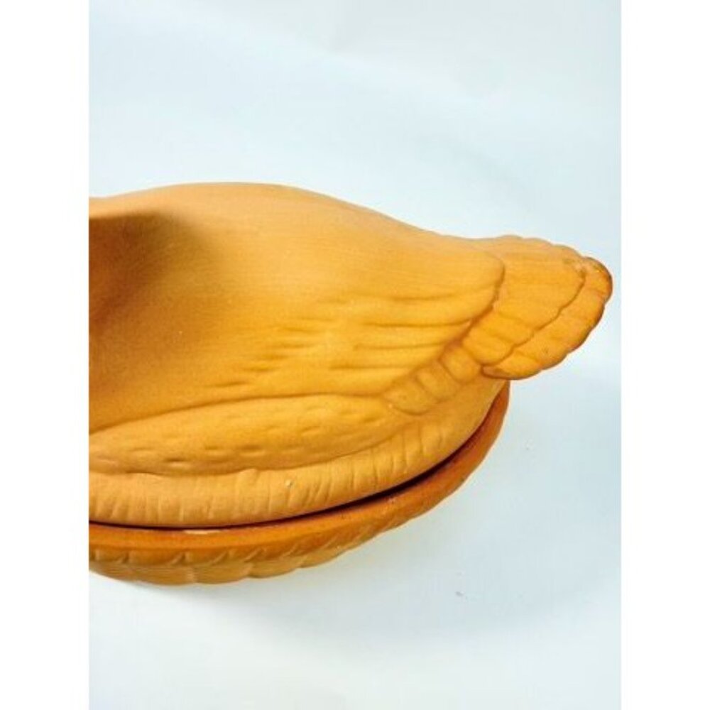 Lidded Casserole Duck on Nest Terra Cotta Baking Dish Vintage Kitchen Decor Clay - Picture 12 of 15